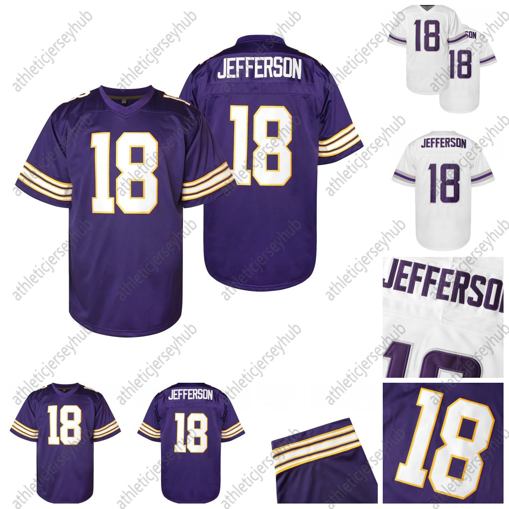 18 Jefferson Jersey Purple Football Jersey Embroidered Polyester Jersey