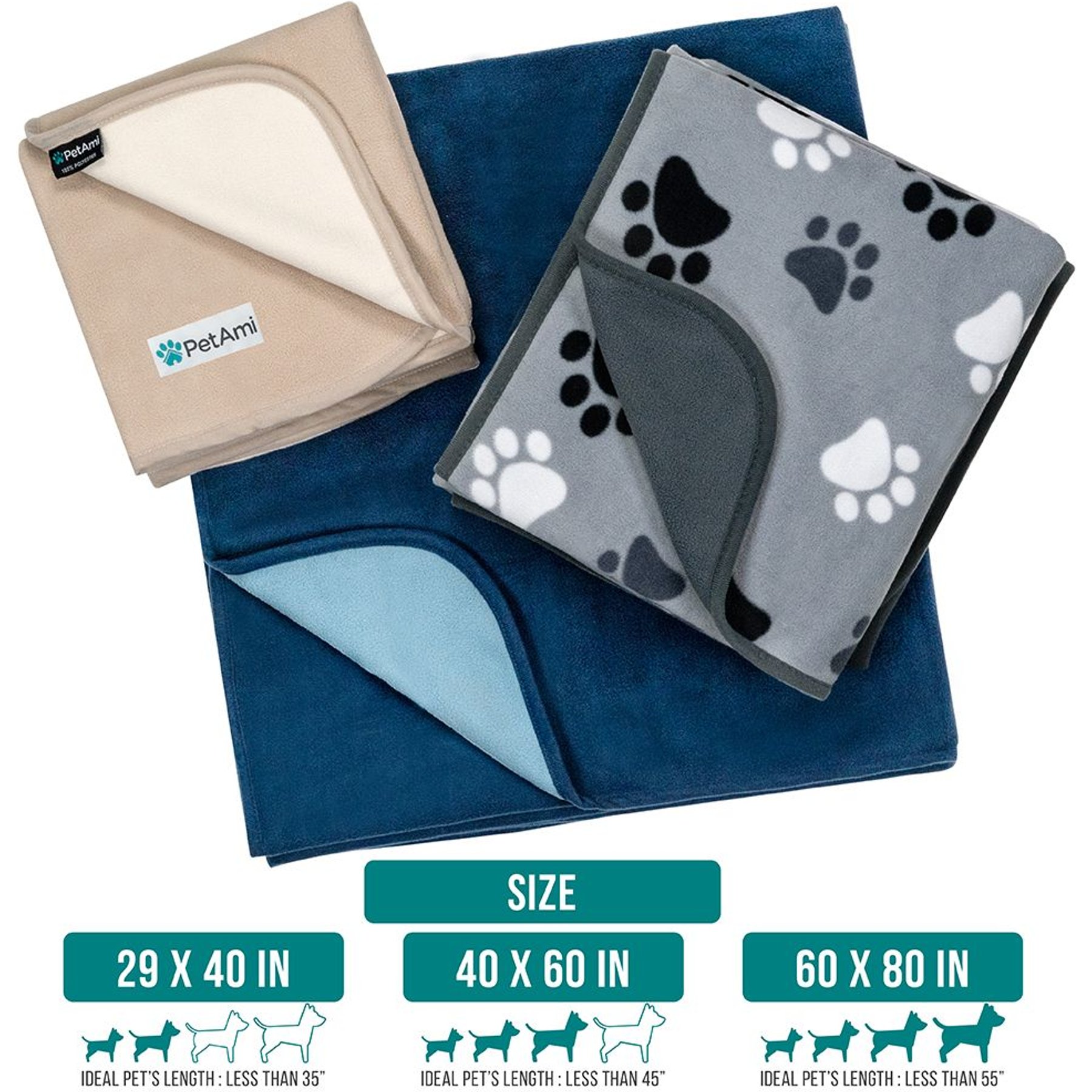 PetAmi Reversible Fleece Waterproof Cat & Dog Blanket
