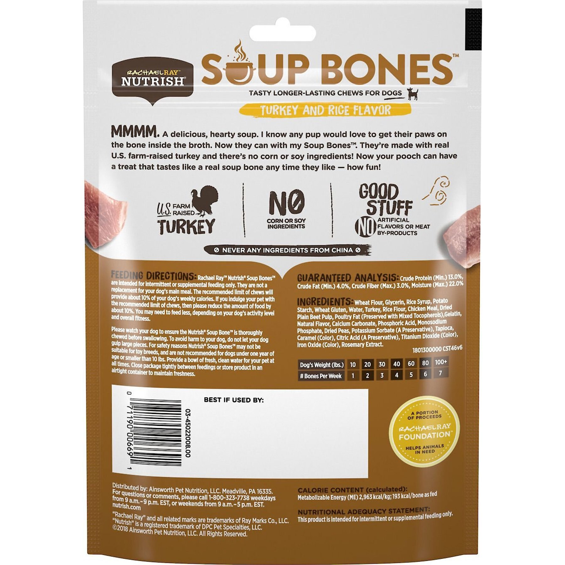 Rachael Ray Nutrish Turkey & Rice Flavor Soup Bones Dog Treats