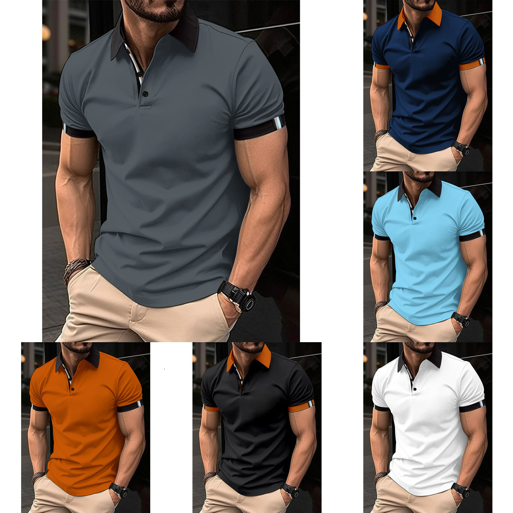 Polo Business Men Casual Shirt Short Sleeves Tops Button T Loose Clothes High Street Fashion Classic T Shirt