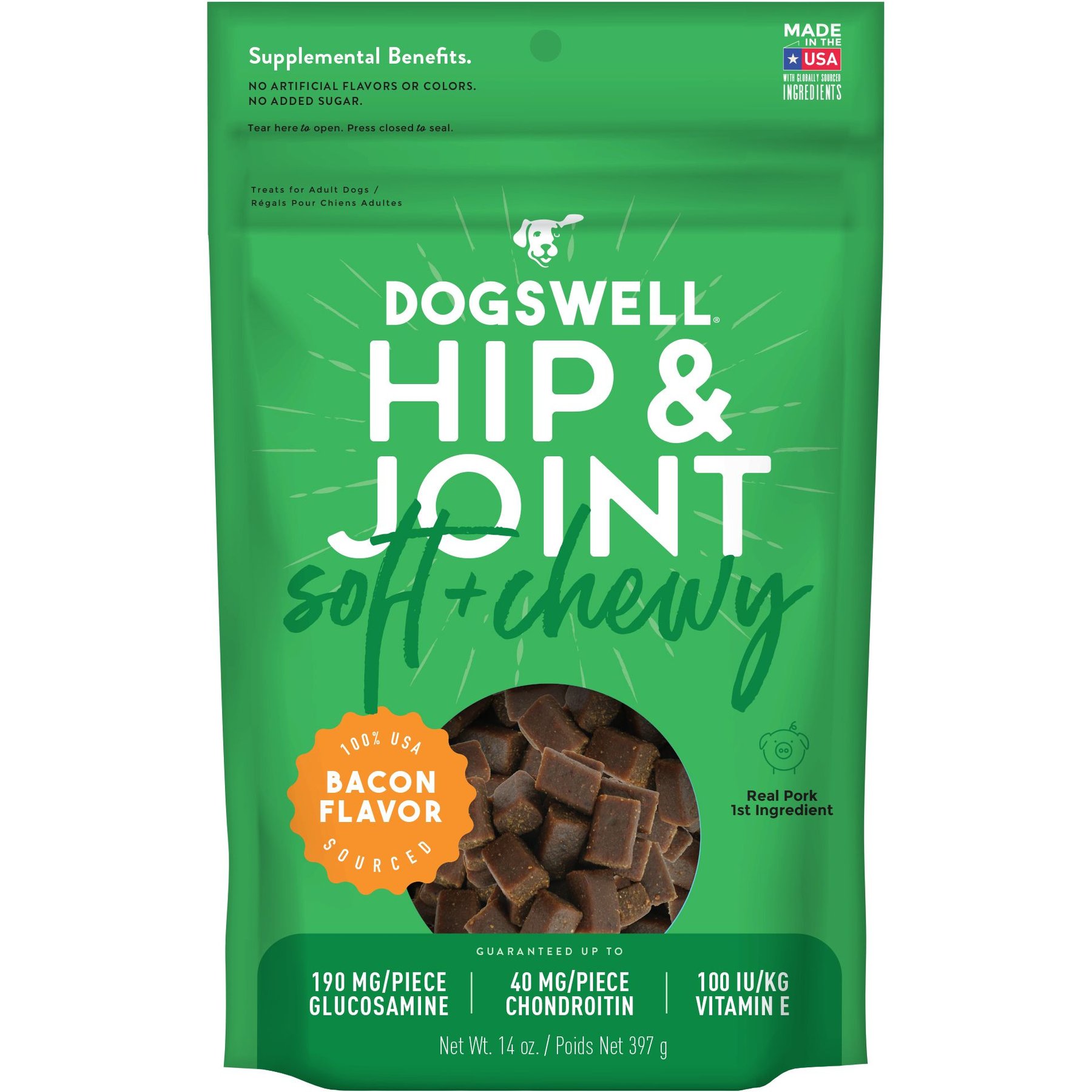 Dogswell Hip & Joint Bacon Soft & Chewy Dog Treats, 14-oz bag