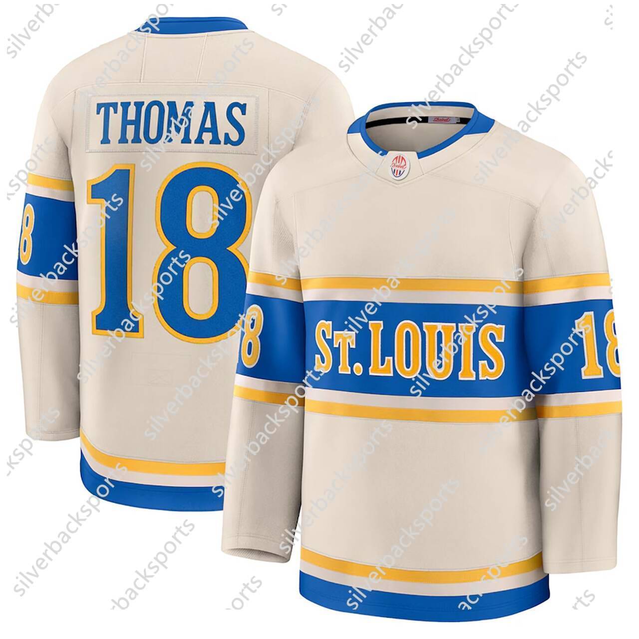 Cream Kyrou Robert Thomas Schenn Neighbours Parayko Demitra Hockey Jersey Faulk Pavel Buchnevich Binnington 98 Bedard 17 Foligno 71 Hall 4 Jones Kane 