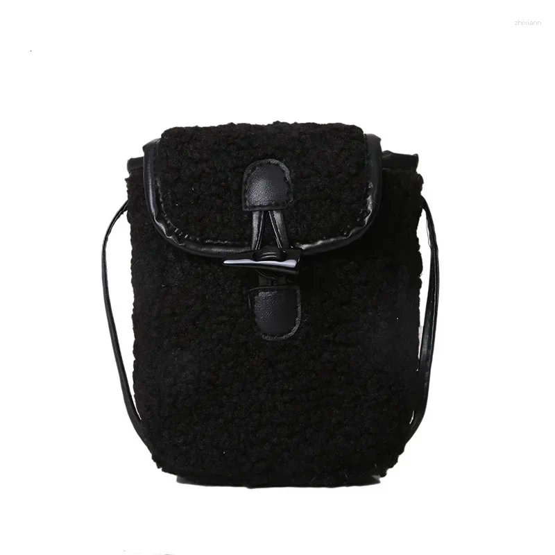 2025 NEW Totes Lamb Wool Mini Cell Phone Bag For Women Autumn Winter Chic Horn Buckle Design Crossbody Bags Fashion Trend One Shoulder zhanyishengli