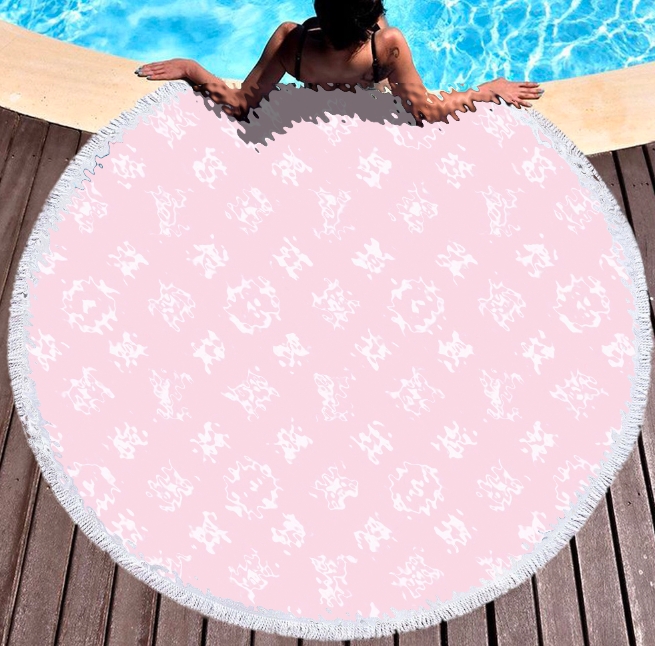 Luxury Direct Fashion Brand round Printed Beach Towel Microfiber with Tassel Feel Soft