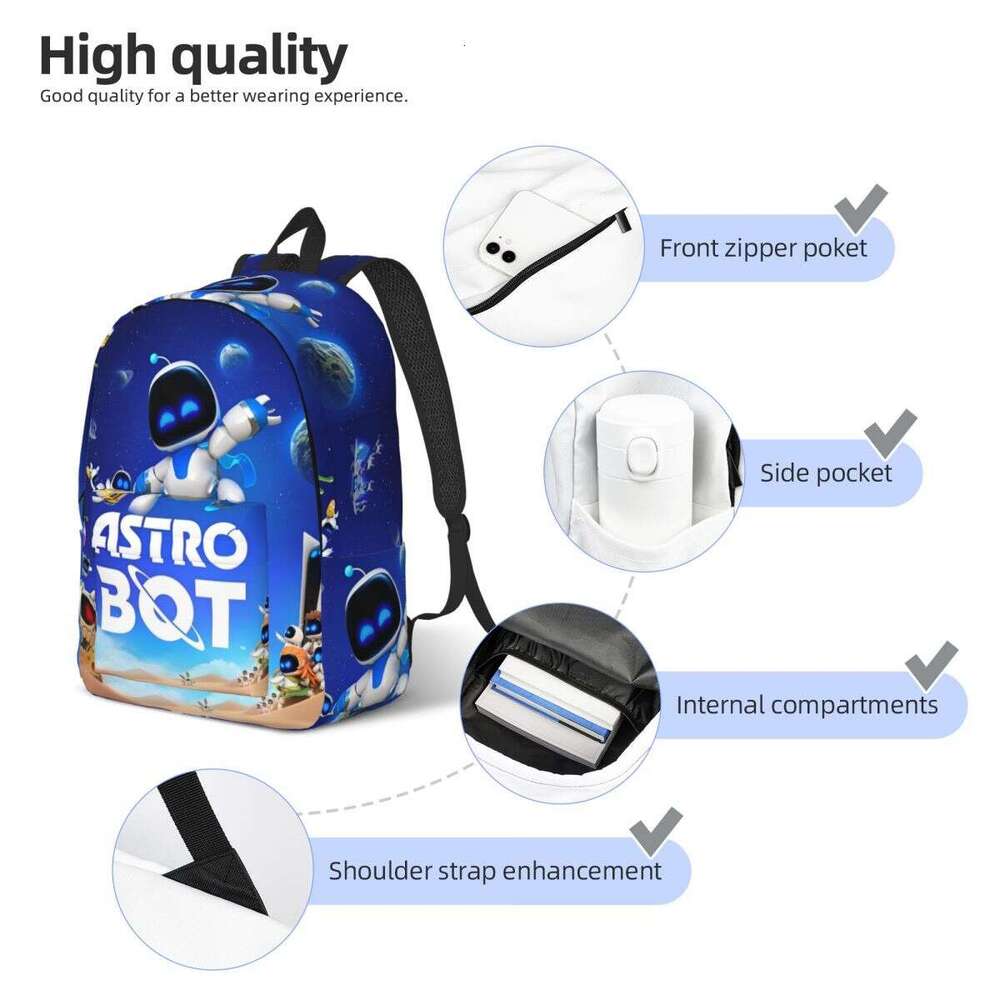 Astrobots Game Backpack Middle High College School Student Bookbag Teens Canvas Daypack Hiking