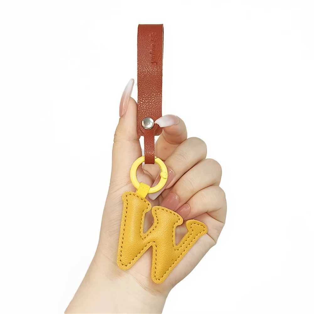 Creative leather English letter keychain bag pendant decoration phone bag accessories gift Y241121