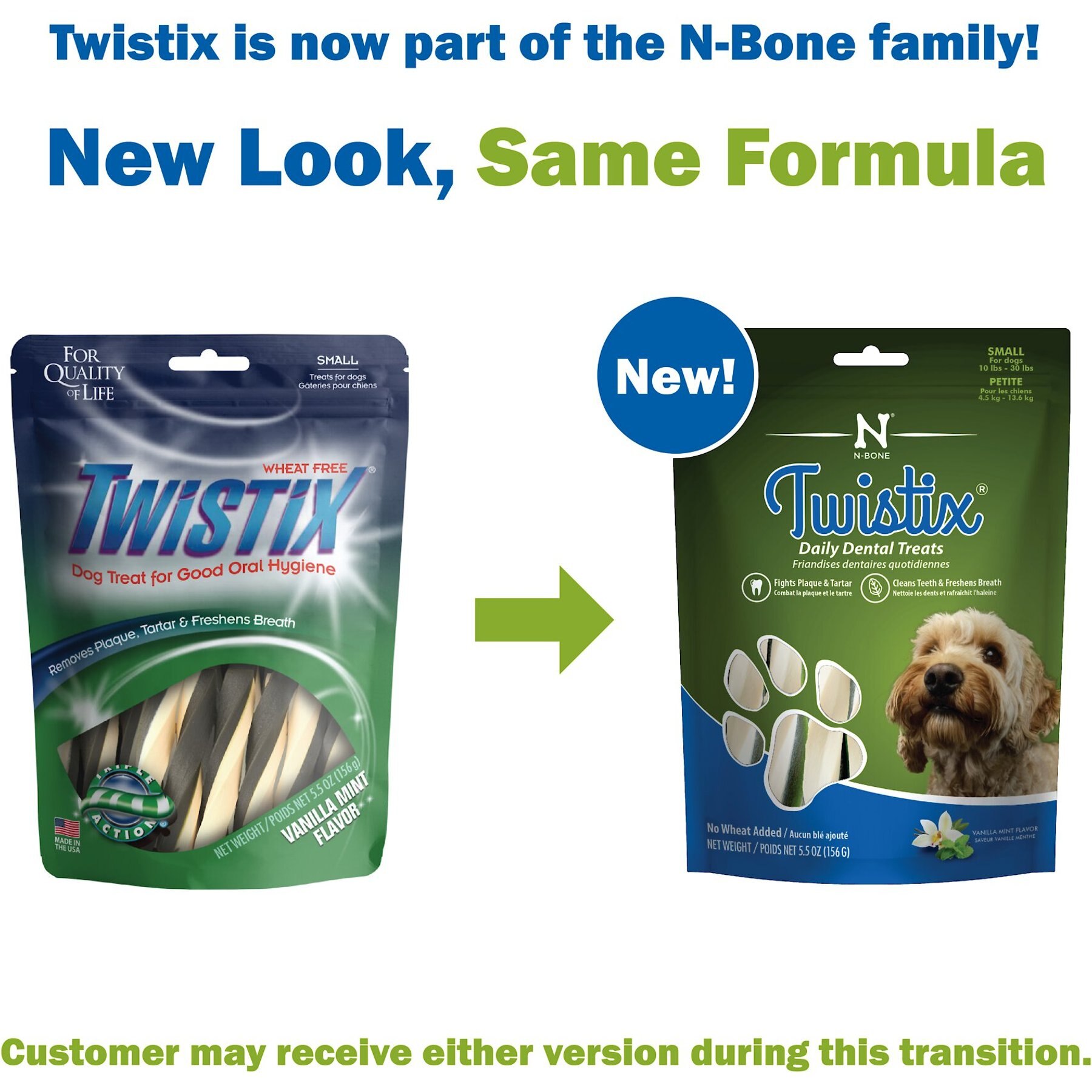 N-Bone Twistix Vanilla Mint Flavored Small Dental Dog Treats, 12 count