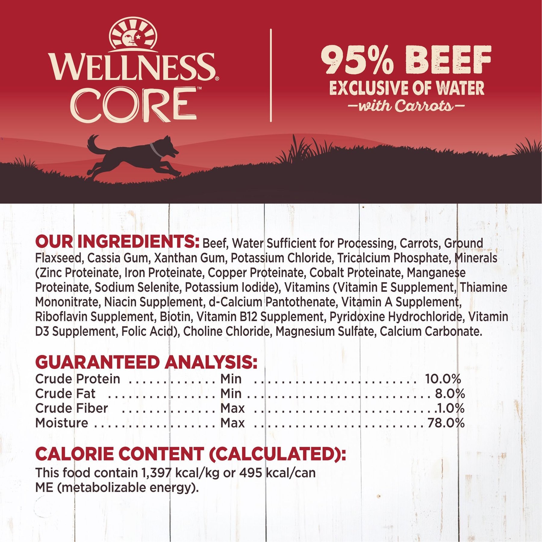 Wellness CORE 95% Grain-Free Beef & Carrots Canned Dog Food