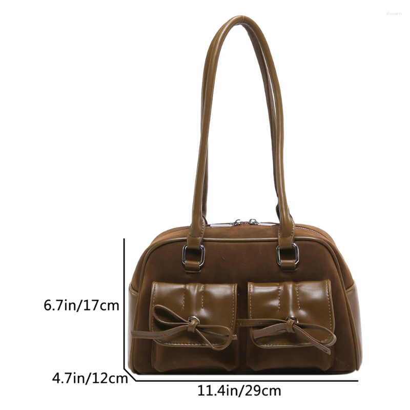 2025 NEW Totes Faux Suede PU Leather Shoulder Bag Fashion Cute Bow Underarm Ladies Satchel Clutch For Women Work Shopping Travel zhanyishengli