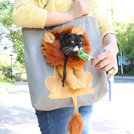 Carrying Bag, Carrier, Cute Lion-Shaped Pet Canvas Shoulder Bag Cat Carriers & Dogs, For Small Animals Dogs Cats
