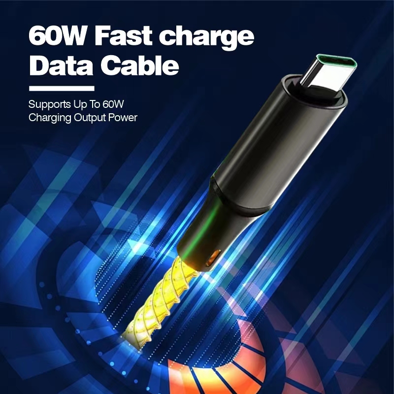 100W LED Charger Cord Light Up Lightning Cable Mobile Charging Cable Cool USB Fast Charging Cable for Apple,Huawei, OPPO, Vivo phones