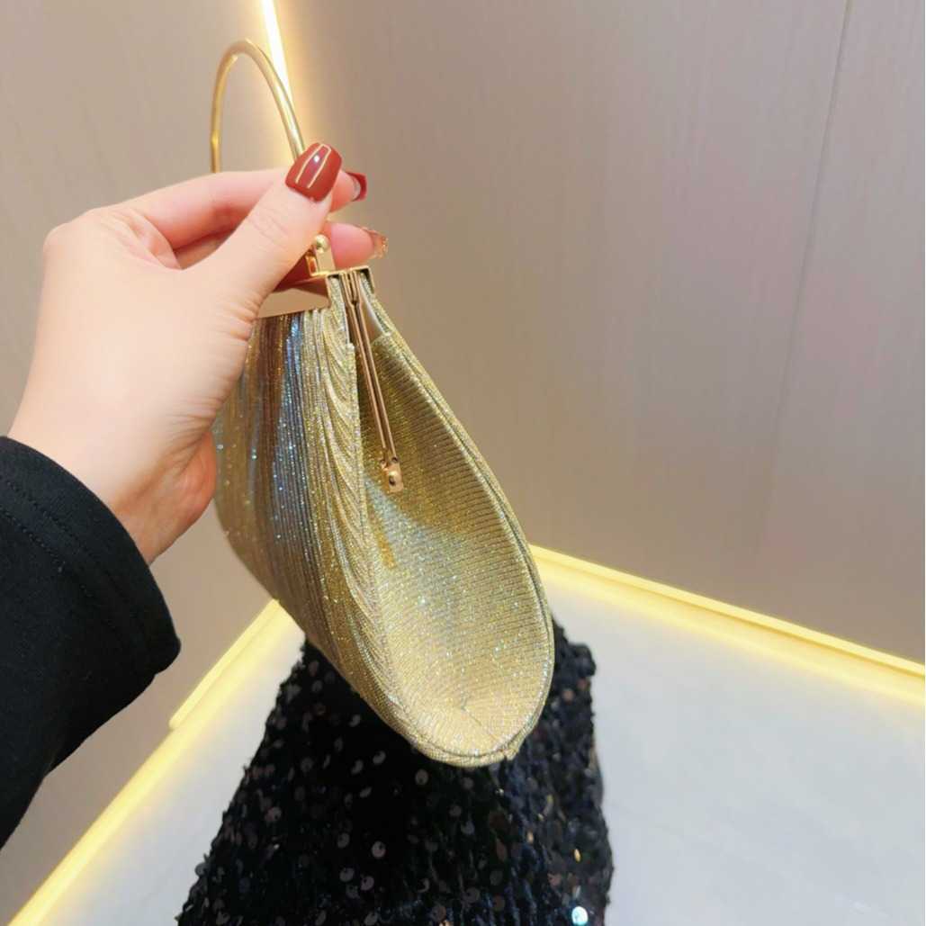 minimalist and fashionable pleated handbag for team gatherings and banquets rhinestone evening dress bag diagonal cross banquet bag 241122