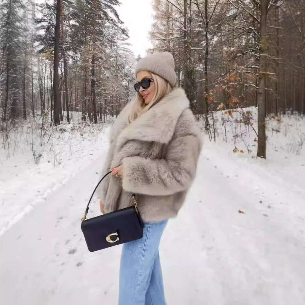 2024 Autumn/Winter New Imitation Fur Coat Large Black Women's Top