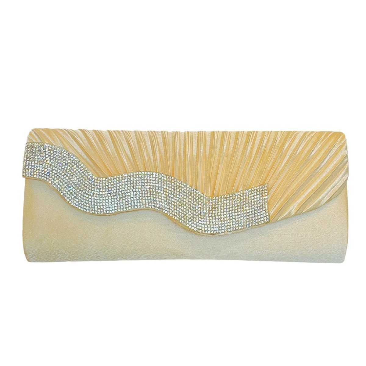 Celebrity Banquet Handheld Bag Silk pleated Diamond French Handheld Bag Single Shoulder Crossbody Banquet Bag 241122