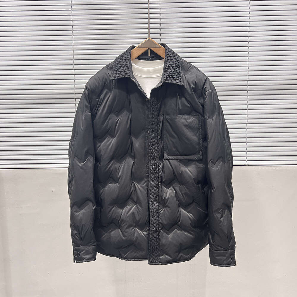 Men's designer puffer winter warm windbreaker casual print design trendy thick outerwear button long sleeve coat youth down jacket