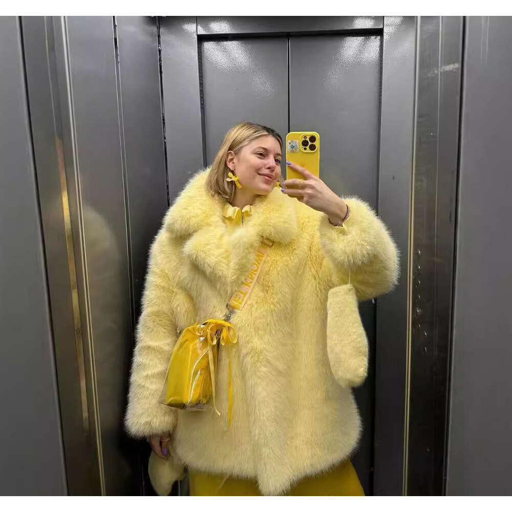 Winter young fur women's medium long loose internet famous fried street imitation fox plush coat