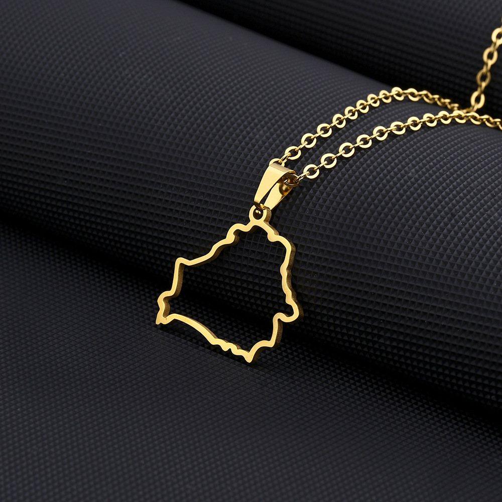 Small Hollow Belarus Map Necklace Stainless Steel Outline Map of Belarus Continent Pendant Collar Choker Women Minimalist Hometown Country Clavicle Ch