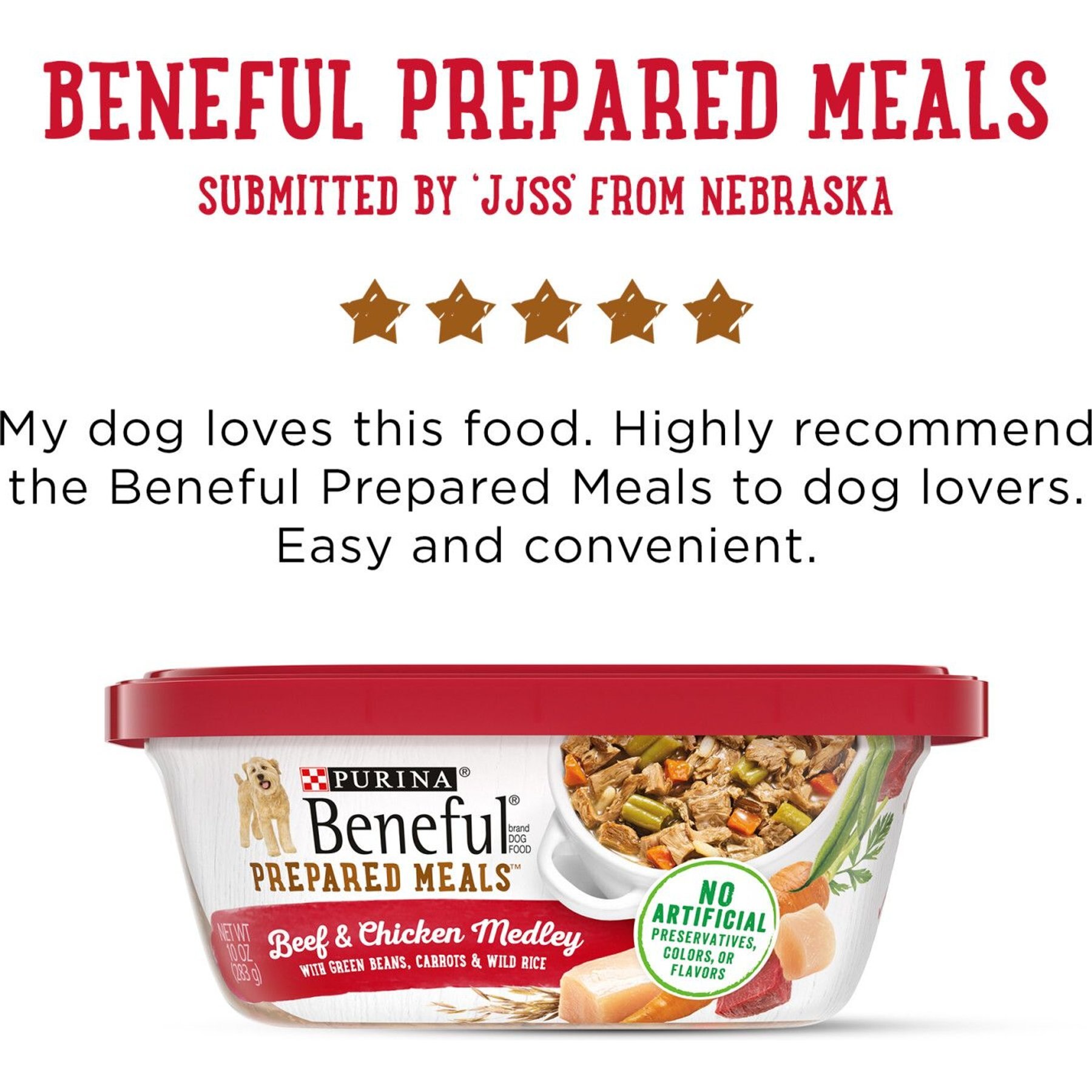 Purina Beneful Prepared Meals Beef & Chicken Medley with Green Beans, Carrots & Wild Rice Wet Dog Food