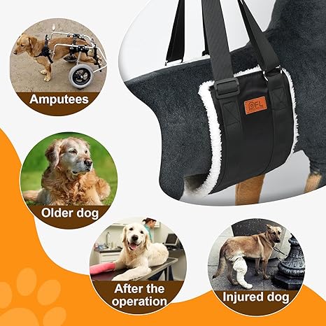 4-150 lbs Adjustable Dog Sling Large Lift Rehab Harness for Weak Rear Legs, Soft Hind Leg Support Helps Senior, Injured, Disabled and After ACL Surger