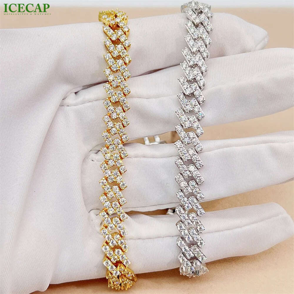 10mm Fashion Jewelry Vvs Moissanite Diamond Cuban Link Chain 925 Silver Hip Hop Men Necklace