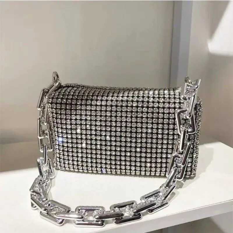 Allover Rhinestone Bucket Bag Glitter Chain Prom Purse Womens Mini Crossbody Bag (6.3*3.54) Inch Y250603