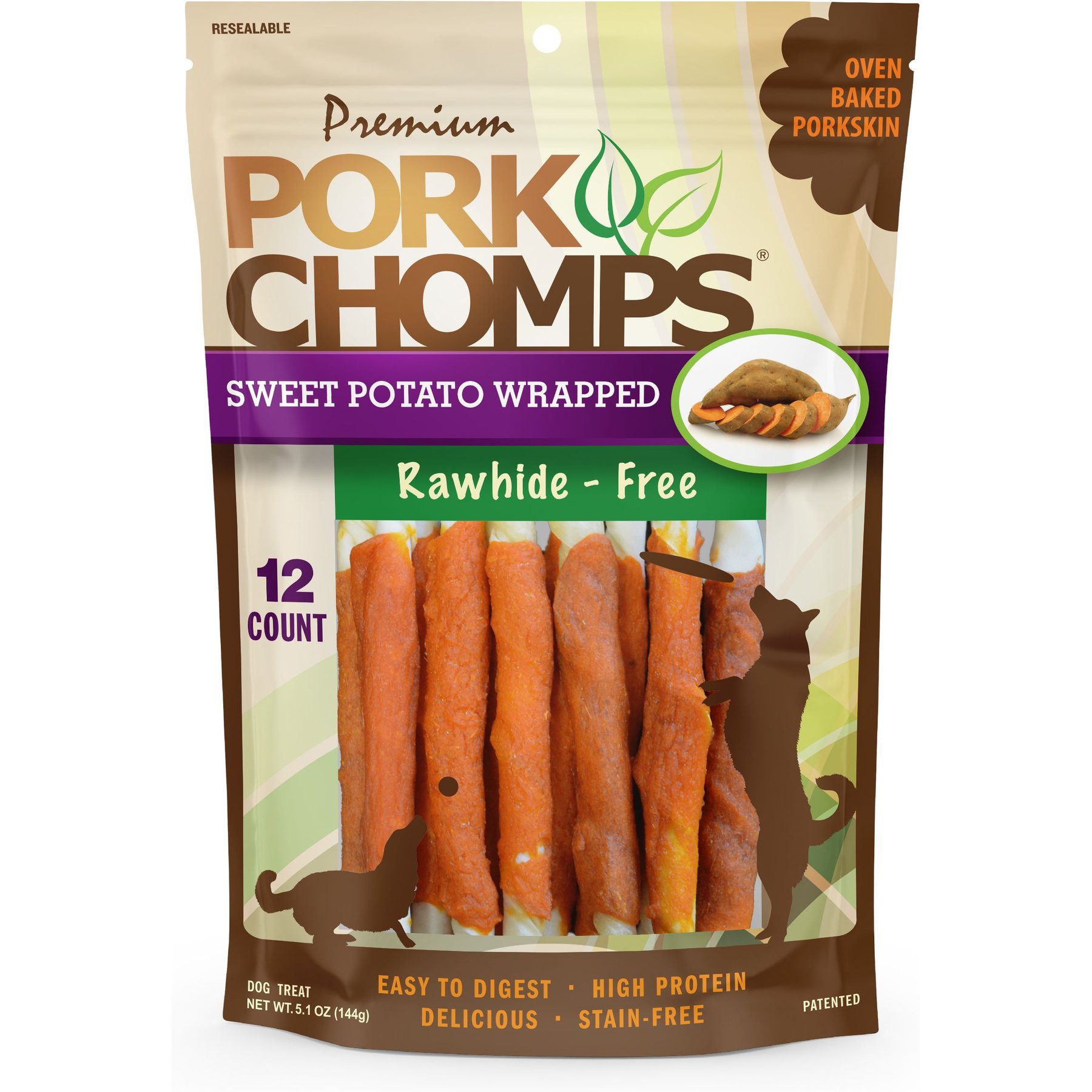 Pork Chomps Sweet Potato Wrapped Twists Dog Treats