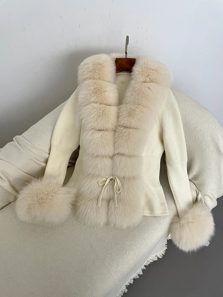 OFTBUY 2024 Winter Women Cotton Coat Cardigan Jacket Real Fur Sweater Detachable Leather Placket Cuffs Overcoats 241120