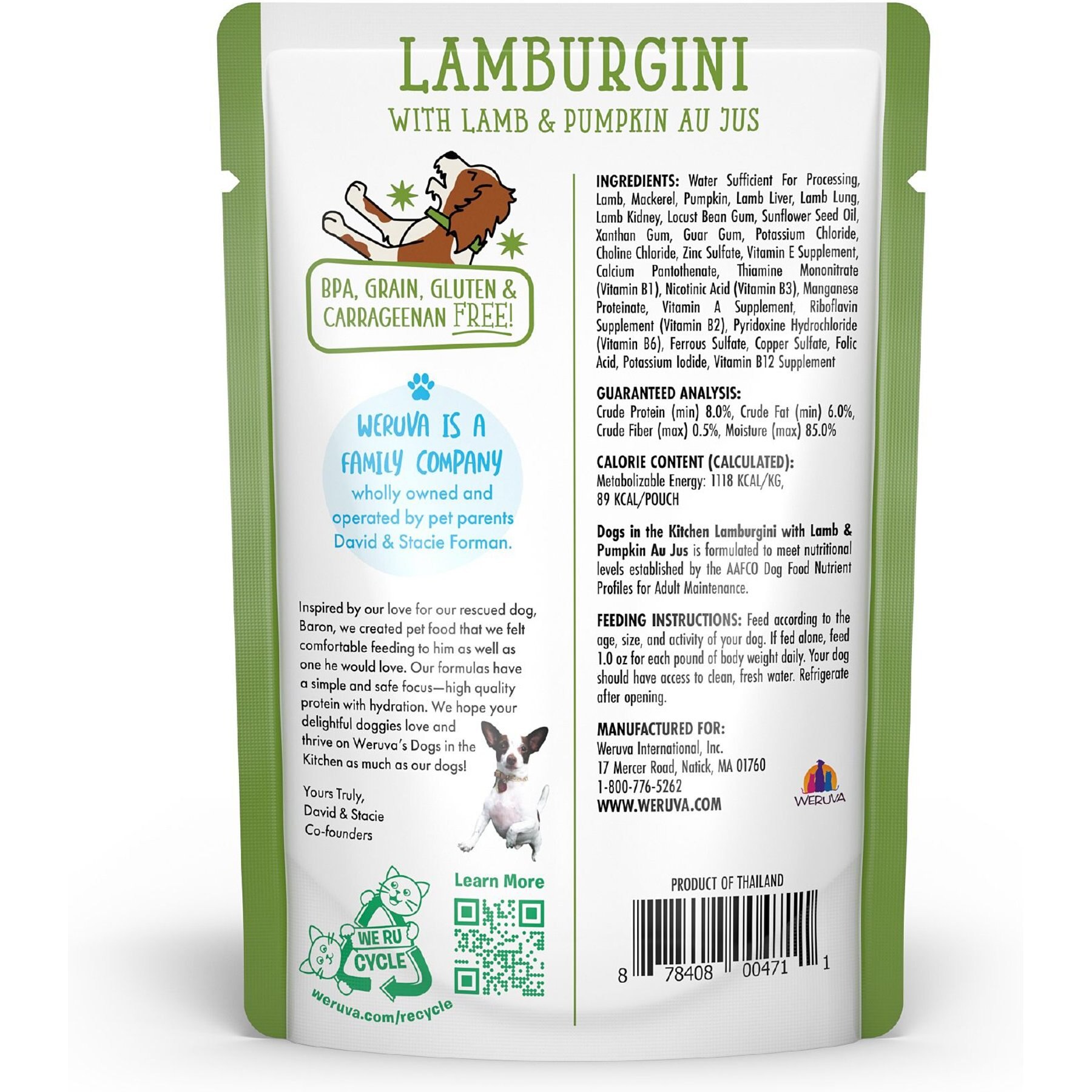 Weruva Dogs in the Kitchen Lamburgini with Lamb & Pumpkin Au Jus Grain-Free Dog Food Pouches