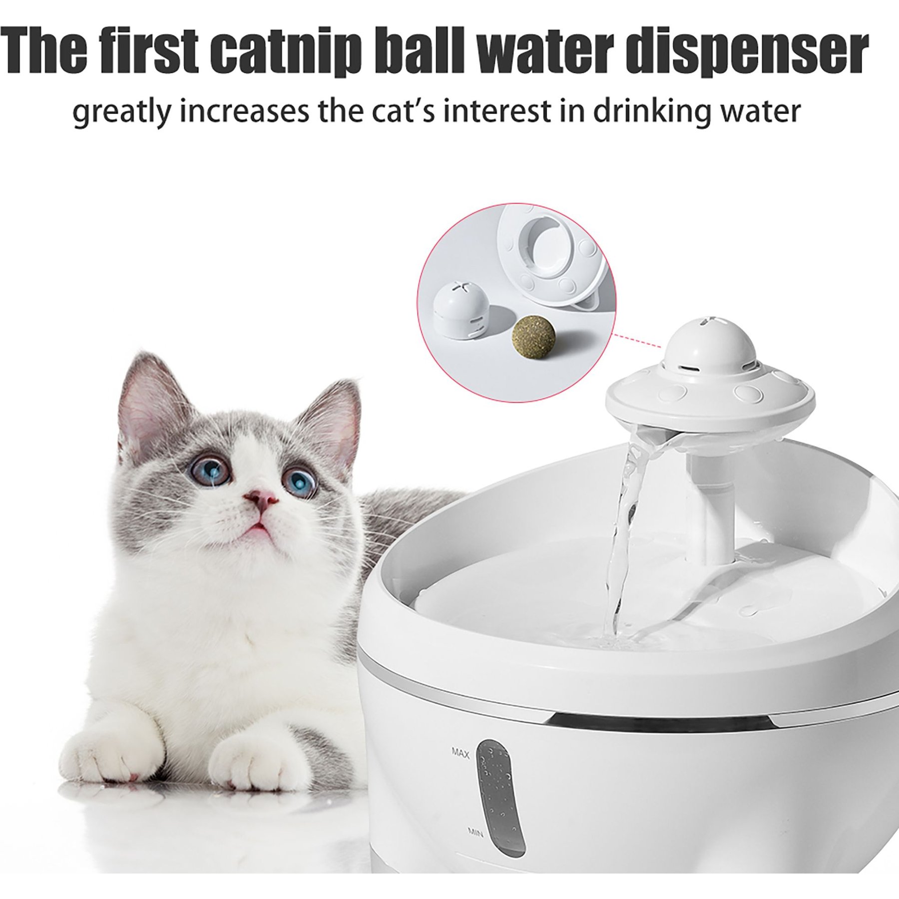 Bueteka Spaceship Ultra-Quiet Dog & Cat Water Fountain, 54.1-oz