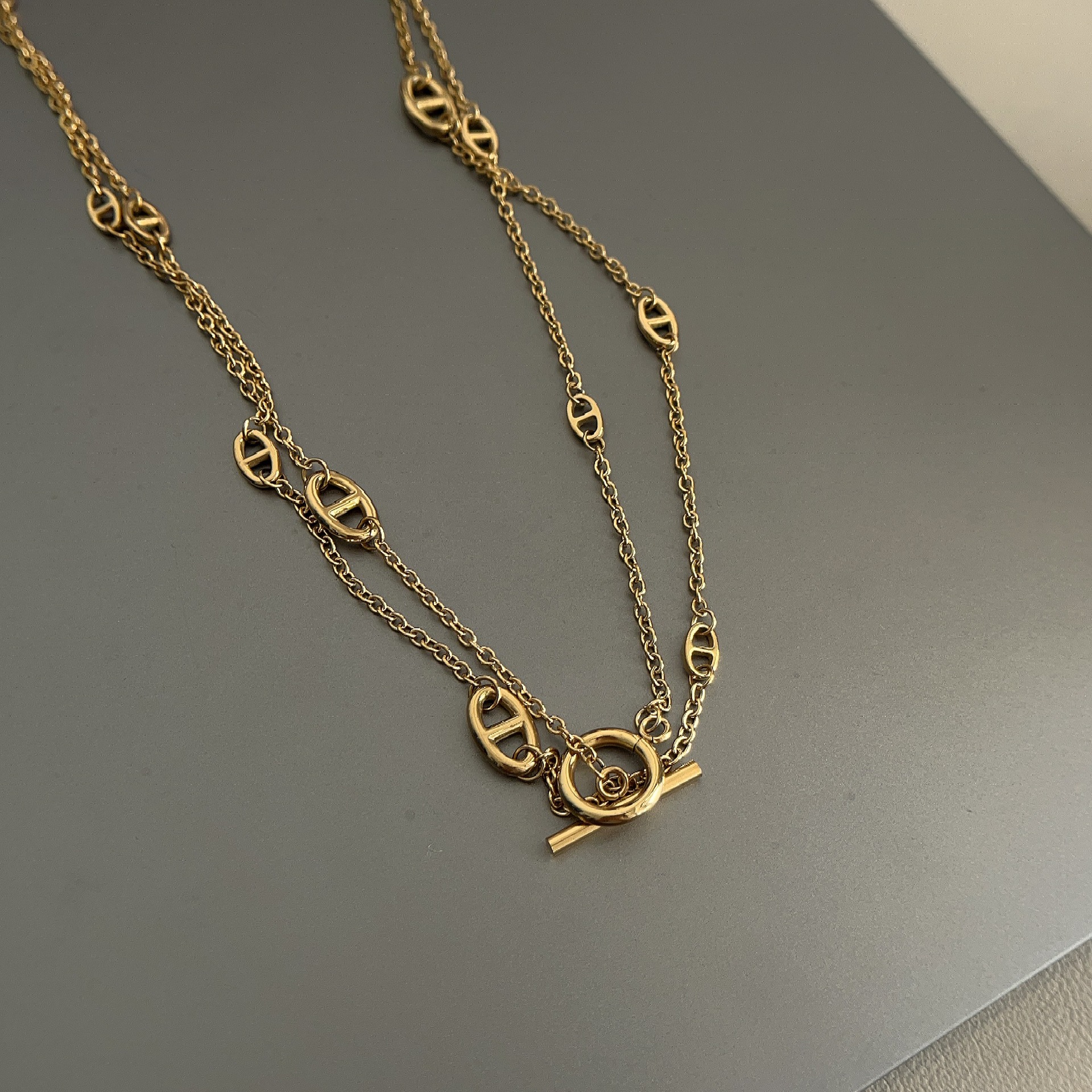 Pendant herls Necklaces Pendant ermes Necklaces Long Necklace Titanium Steel Sier Necklace Double Layered With OT Button Clavicle Chain Designer Jewelry High 05f