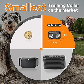 Tiniest Shock Collar, Lightest Dog Training Collar with Remote for Small Dogs 5-15lbs & Medium Large Dogs/Puppies, Waterproof, Rechargeable, 1300ft Ra