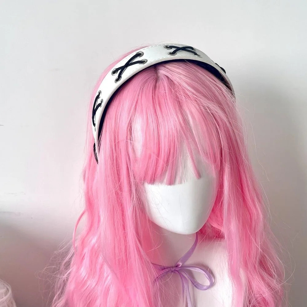 Y2K Women Girl Lolita Punk Rivets Leather Hair hoop KC headband Harajuku Gothic Ladies Hip hop punk Hairbands Hair Accessories 241122
