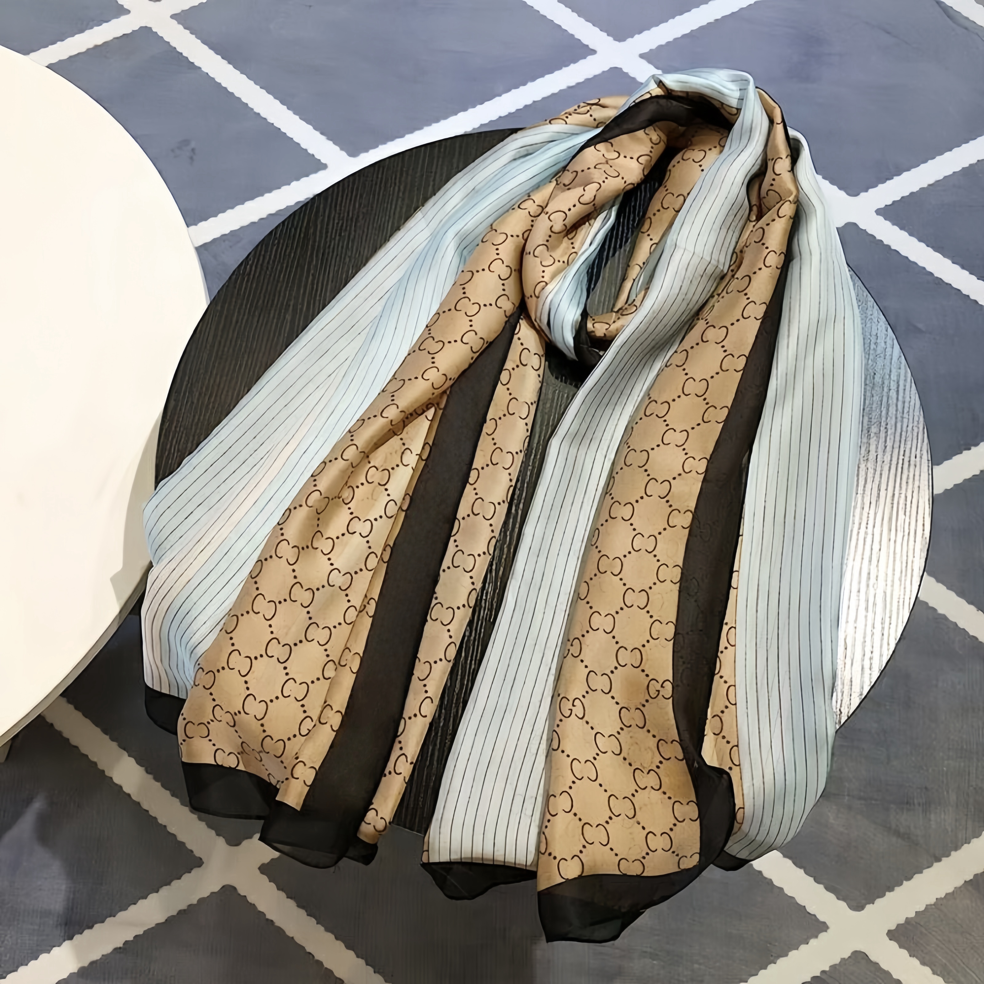 WJ015 Men's and Women's Knitted Scarf Set Summer Silk Satin Autumn and Winter Silk Fashion Headband Scarf Designer Cashmere Shawl Checkered Cotton Scarf Square