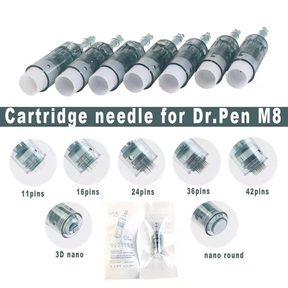 50 pcs Dr.pen ultima M8 Microneedling Cartridges Needles 11 Pins 16 Pin 24 36 42 Round Nano 3D silicone 5D Nano Replacement MTS tips For Dermapen Skin