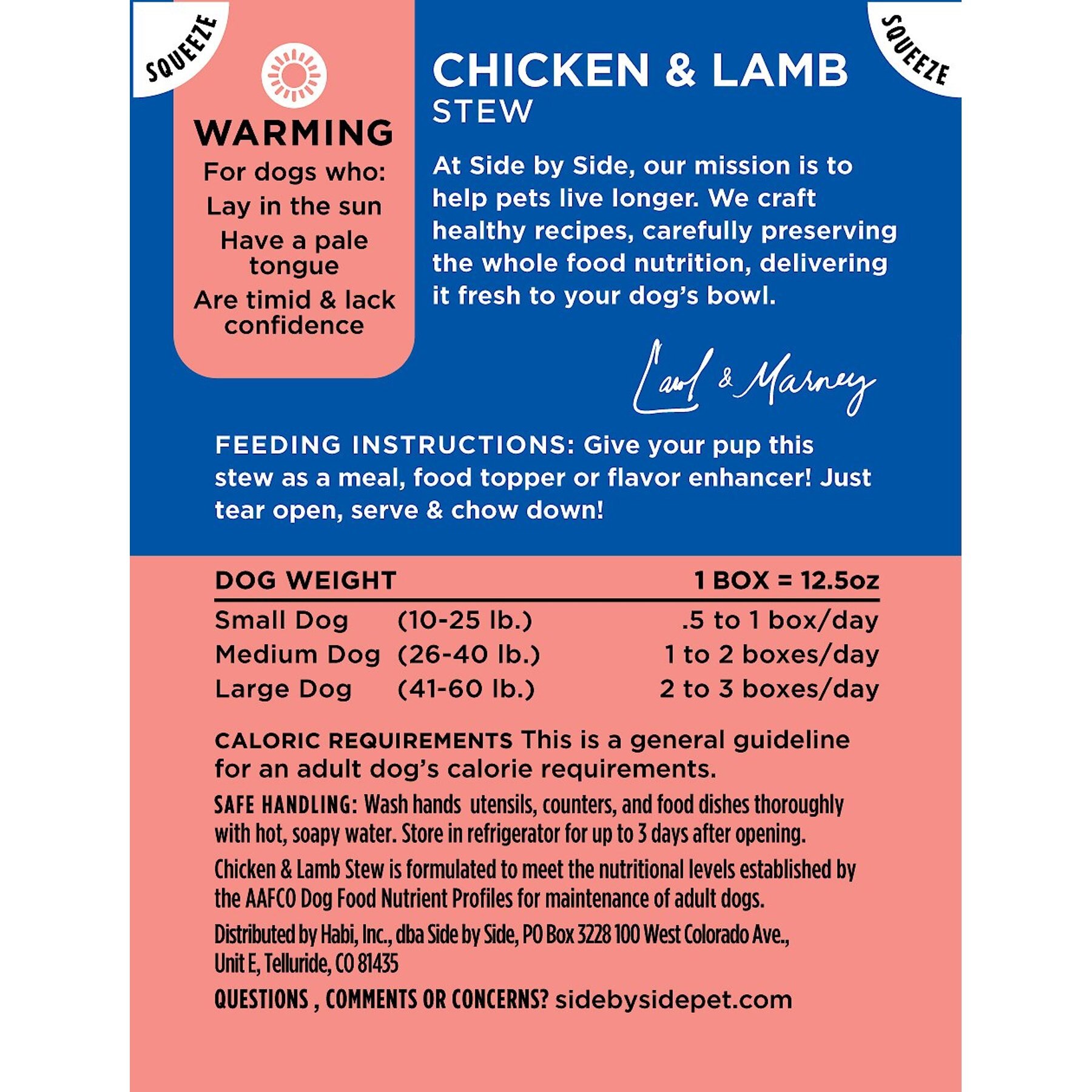 Side By Side Warming Complete & Balanced Chicken & Lamb Stew Wet Dog Food, 12.5-oz box