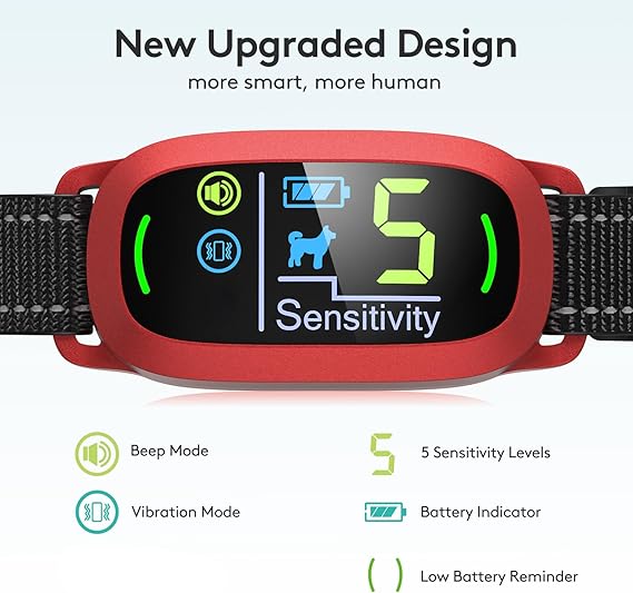 Dog FAFAFROG Rechargeable Smart Collar, Anti Barking Training with 5 Adjustable Sensitivity Beep Vibration Shock, Bark Collar for Large Medium Small D
