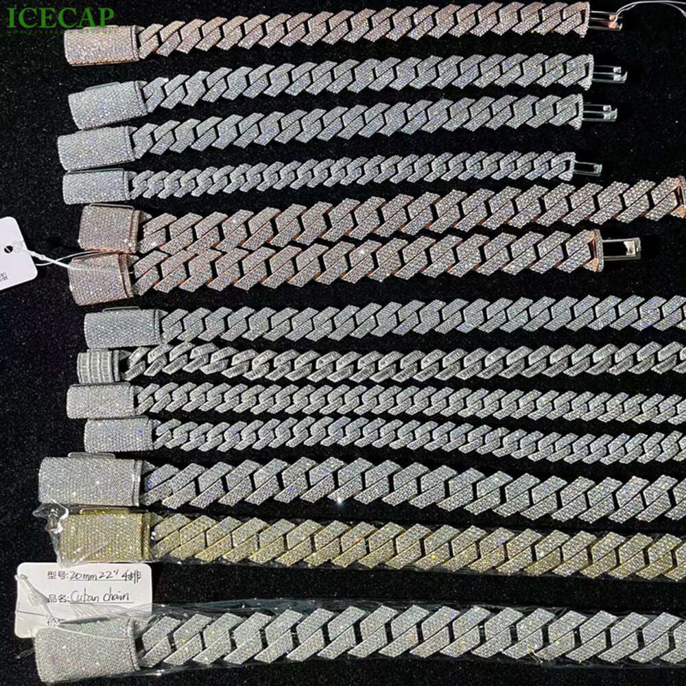 Icecap Fashion Jewelry Necklace 925 Silver Luxury Custom Necklace White Gold Plated Moissanite Diamond Cuban Link Chains
