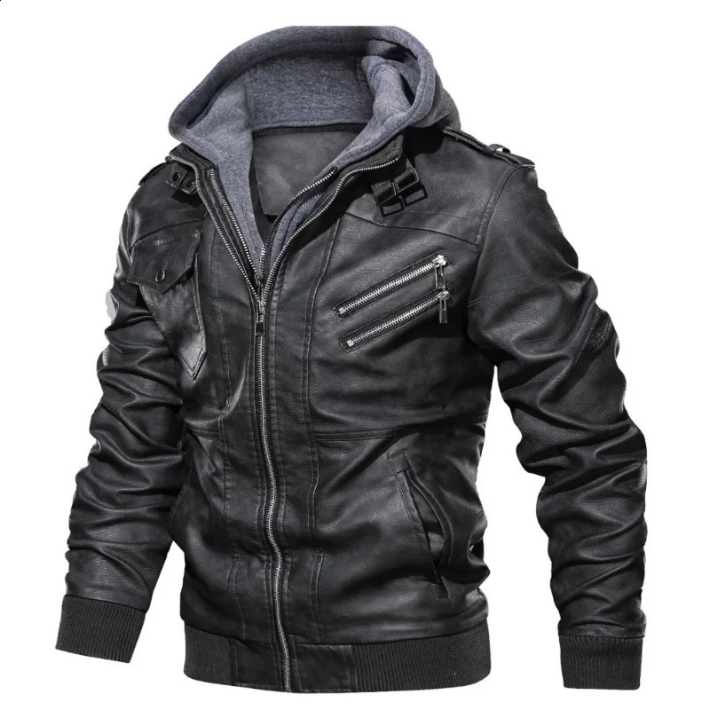 Mens Leather Jackets Autumn Casual Motorcycle PU Jacket Biker Coats Clothing EU Size men clothing 241217