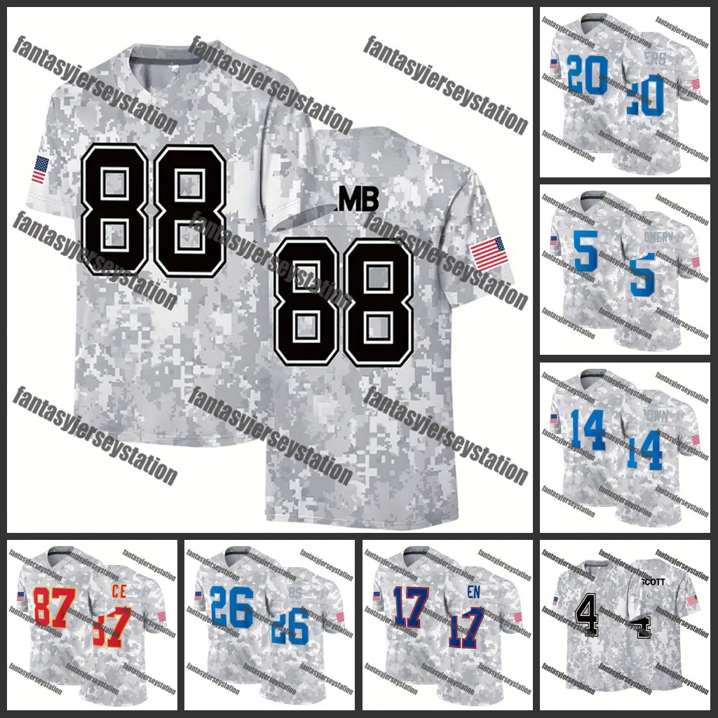 #26 Gibbs Jack Goff St. Brown 88 Lamb 2024 Camo Salute To Service Pullover Football Jersey individuation Football Jerseys S-XXXL Mens Womens Youth Cus