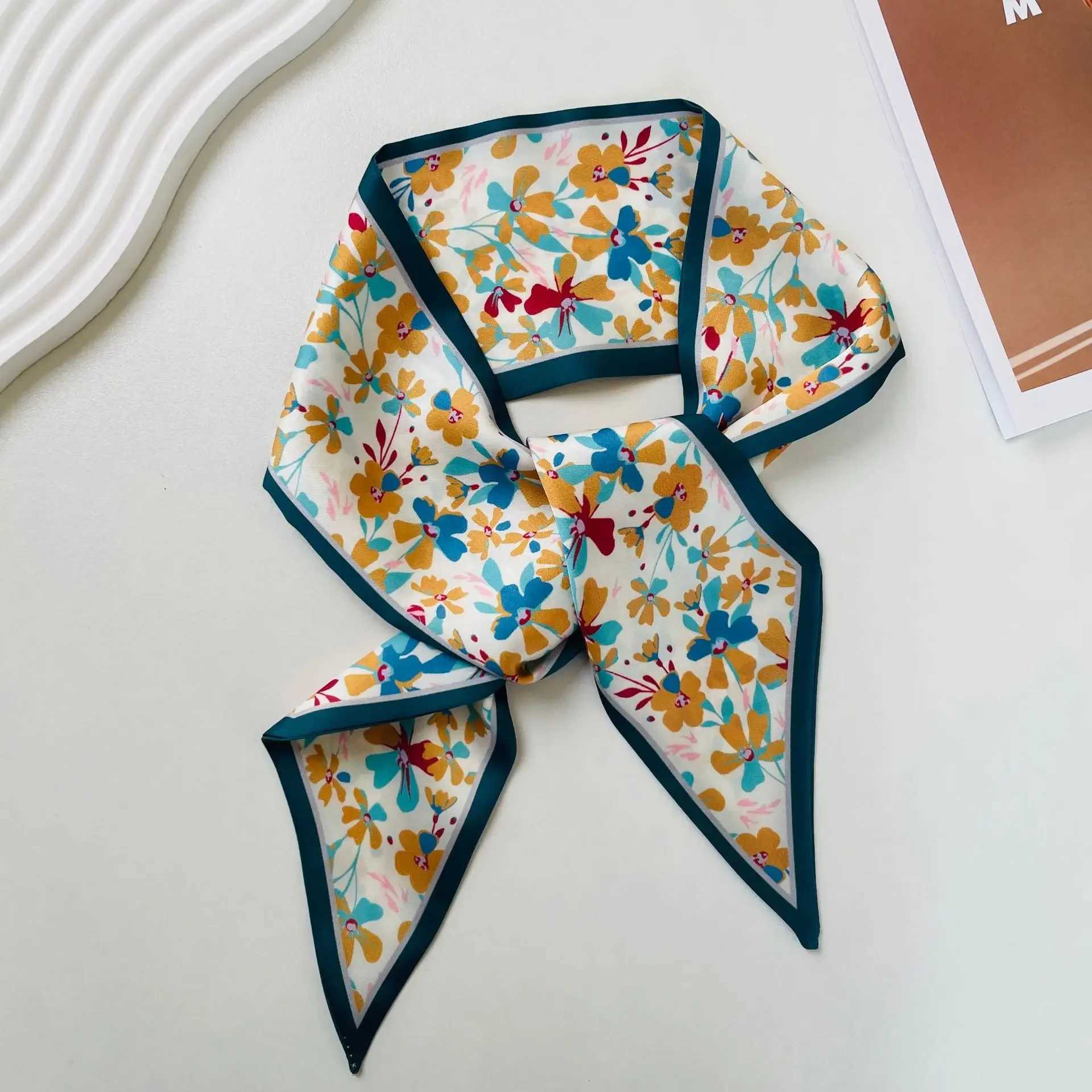 Womens scarves womens bags elegant floral patterns spring and summer silk scarves square head and neck headbands collars Y241121
