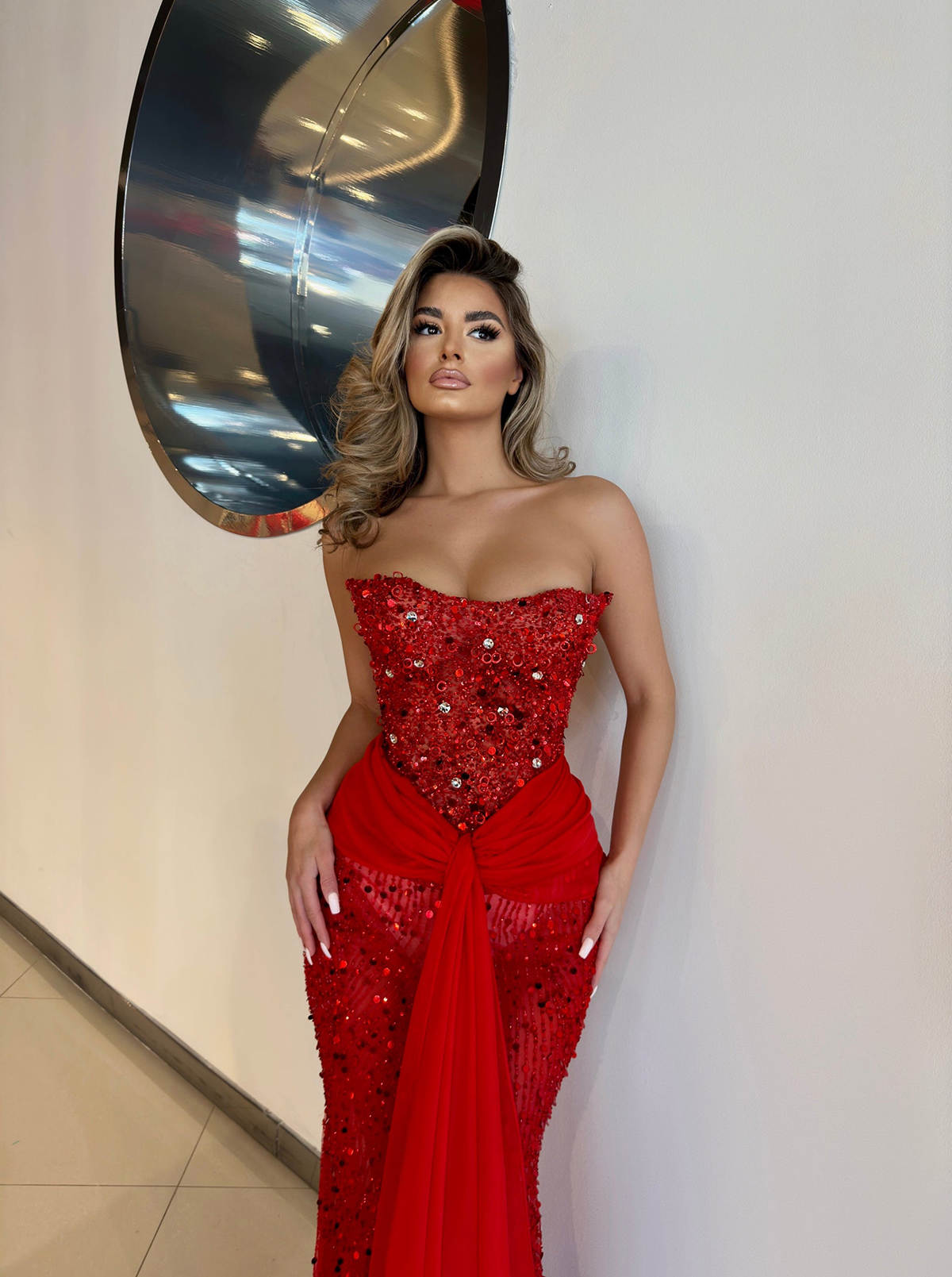 Mermaid Evening Dresses For Women Sequins Crystal Gown Sweetheart Neck Strapless Sleeveless Customized Dress Party Prom