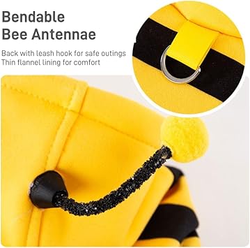 Cat Antennae Costume Hoodies Cute Bee Stripes Dog Kitten Puppy Pet Apparel (,Yellow&Black