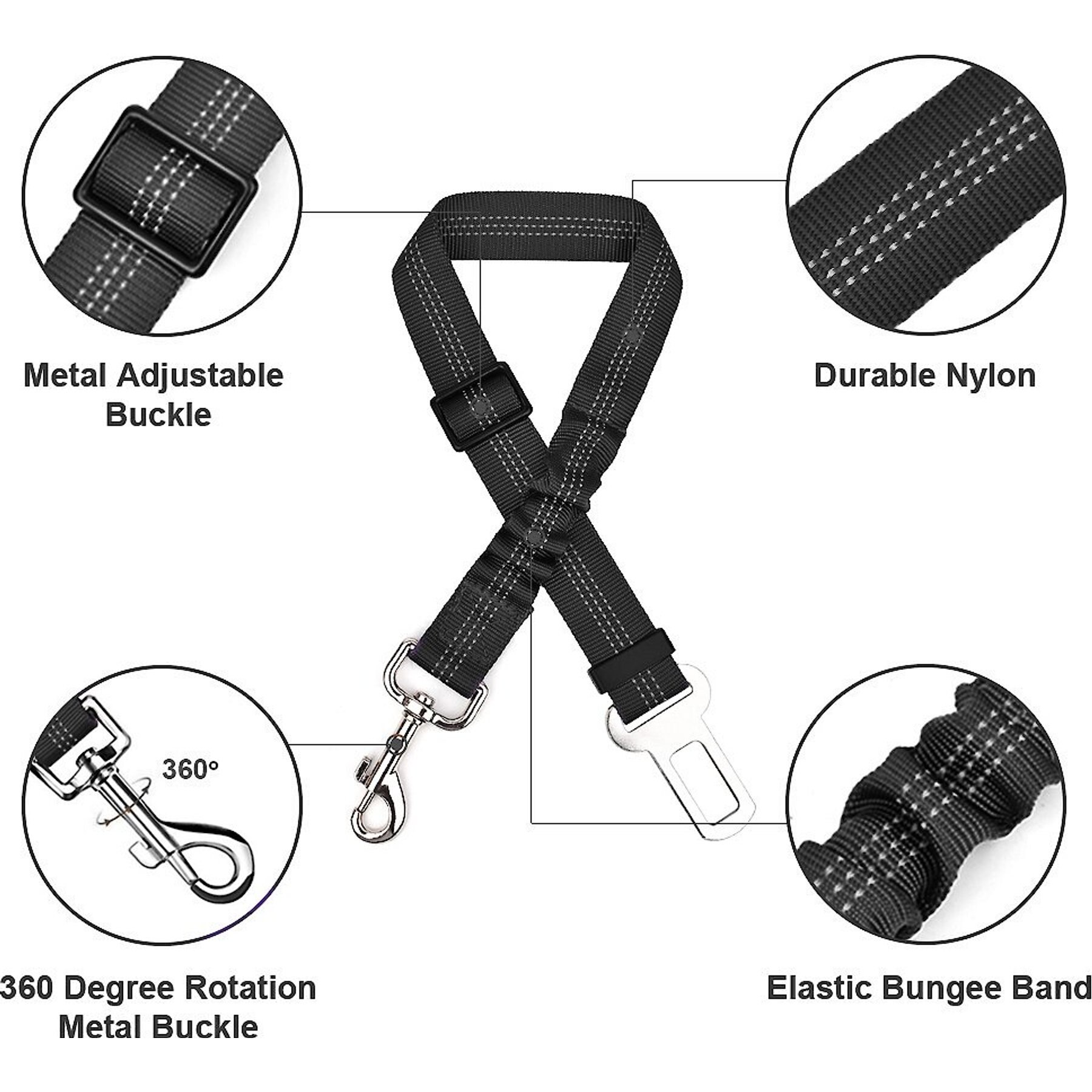 SlowTon Adjustable Dog Car Seat Belt, 2 count