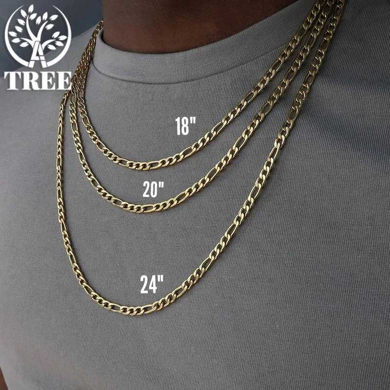 SHSTONE Mens 18K Gold Figaro Chain Necklace 2 4 6 8 10 12mm Cuban Chain 925 Pure Silver Long Necklace Mens Fashion Jewelry W241121