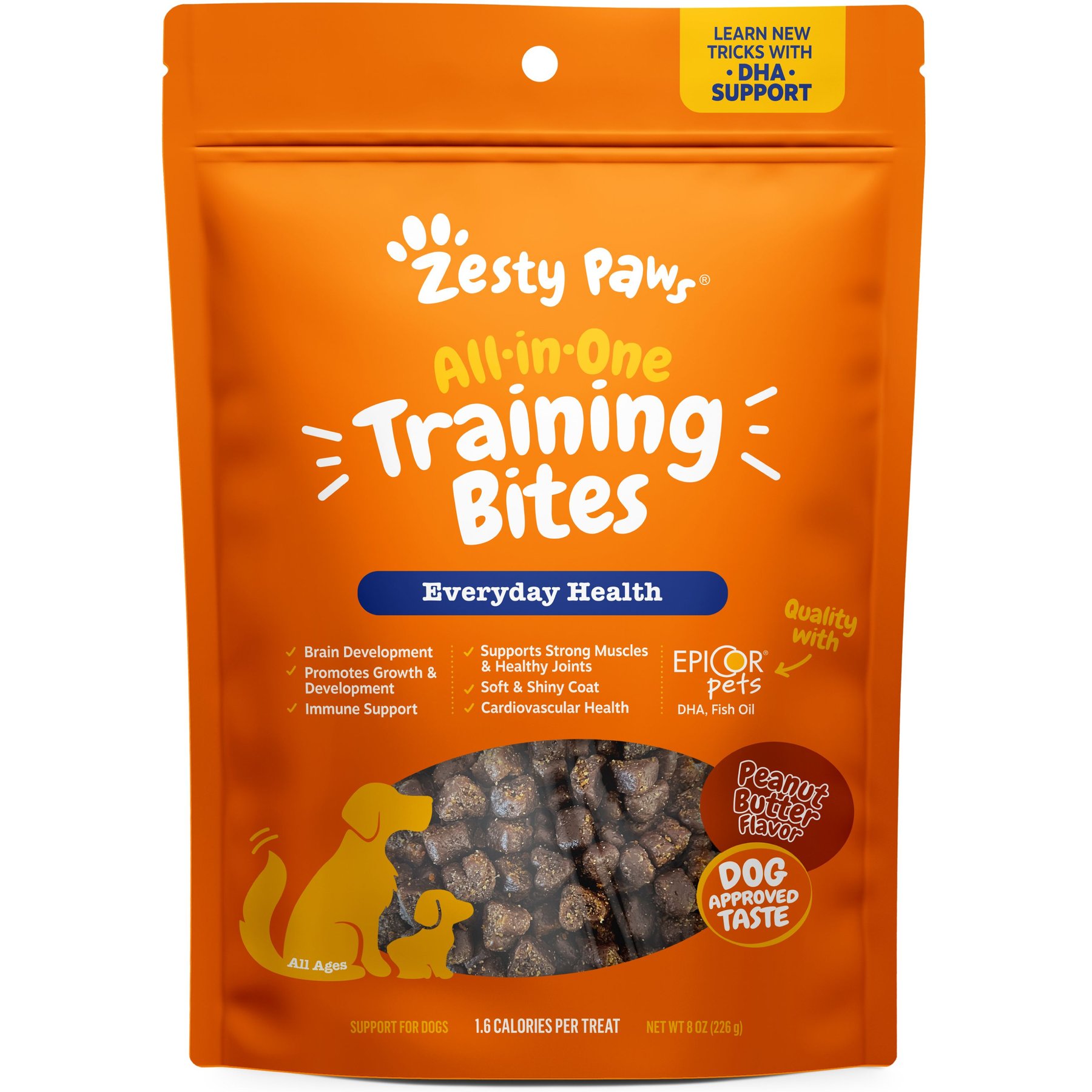 Zesty Paws All-in-One Peanut Butter Flavored Soft & Chewy Training Bites Multivitamin Dog Treats