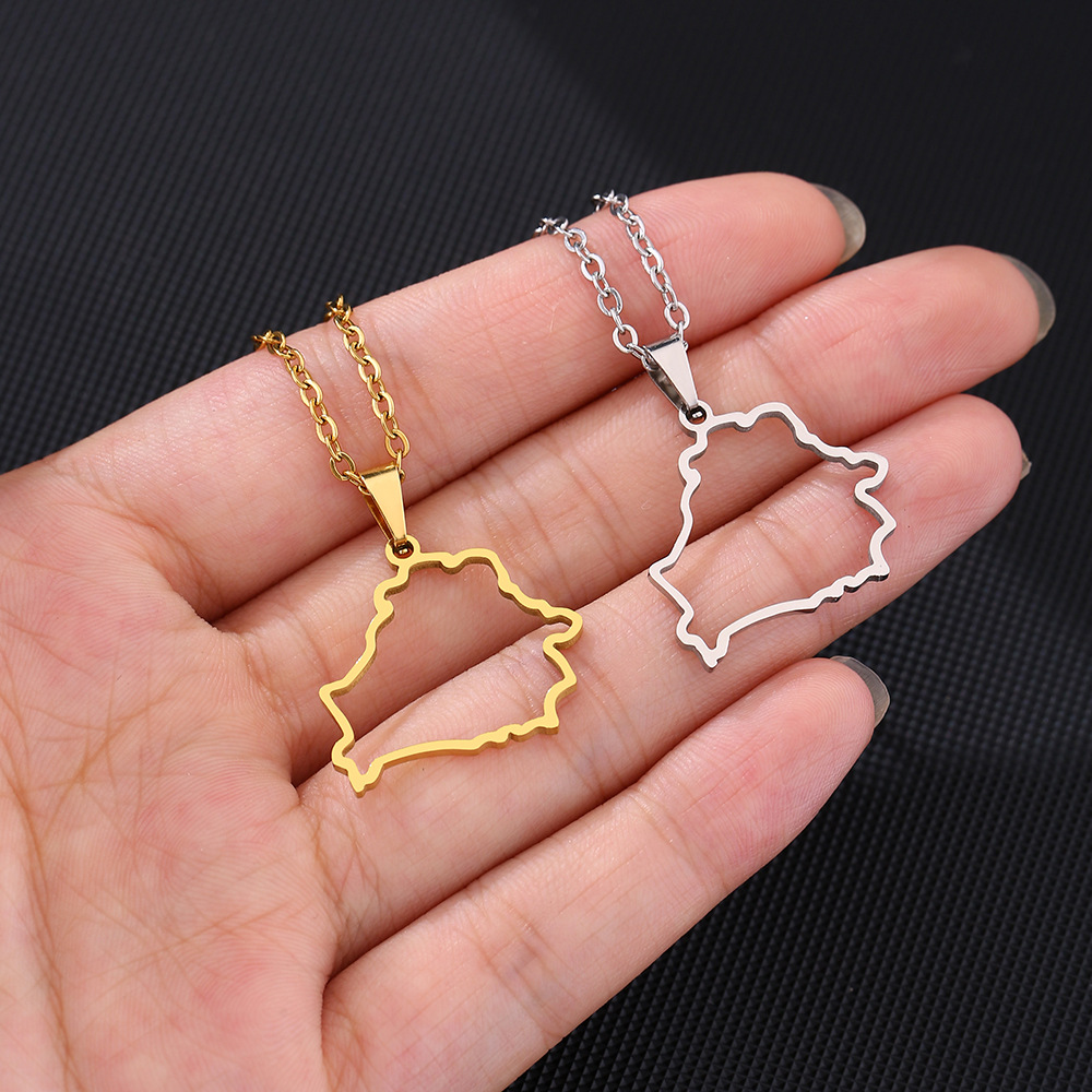 Small Hollow Belarus Map Necklace Stainless Steel Outline Map of Belarus Continent Pendant Collar Choker Women Minimalist Hometown Country Clavicle Ch