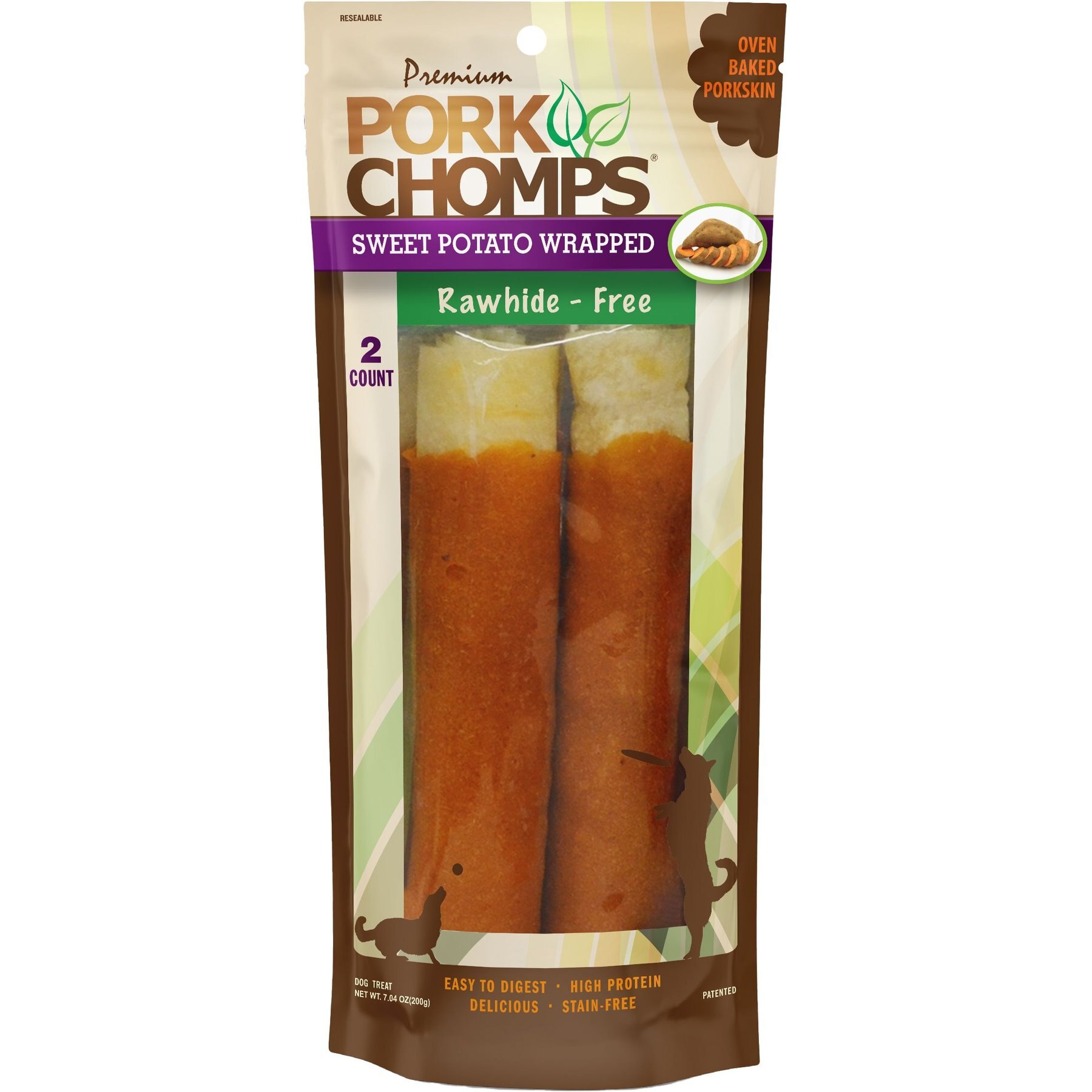 Pork Chomps Sweet Potato Wrapped Rolls Dog Treats