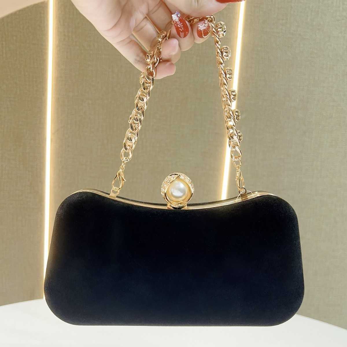 banquet bag with rhinestone inlaid handbag velvet womens fragrance chain single shoulder diagonal cross bag banquet bag 241122