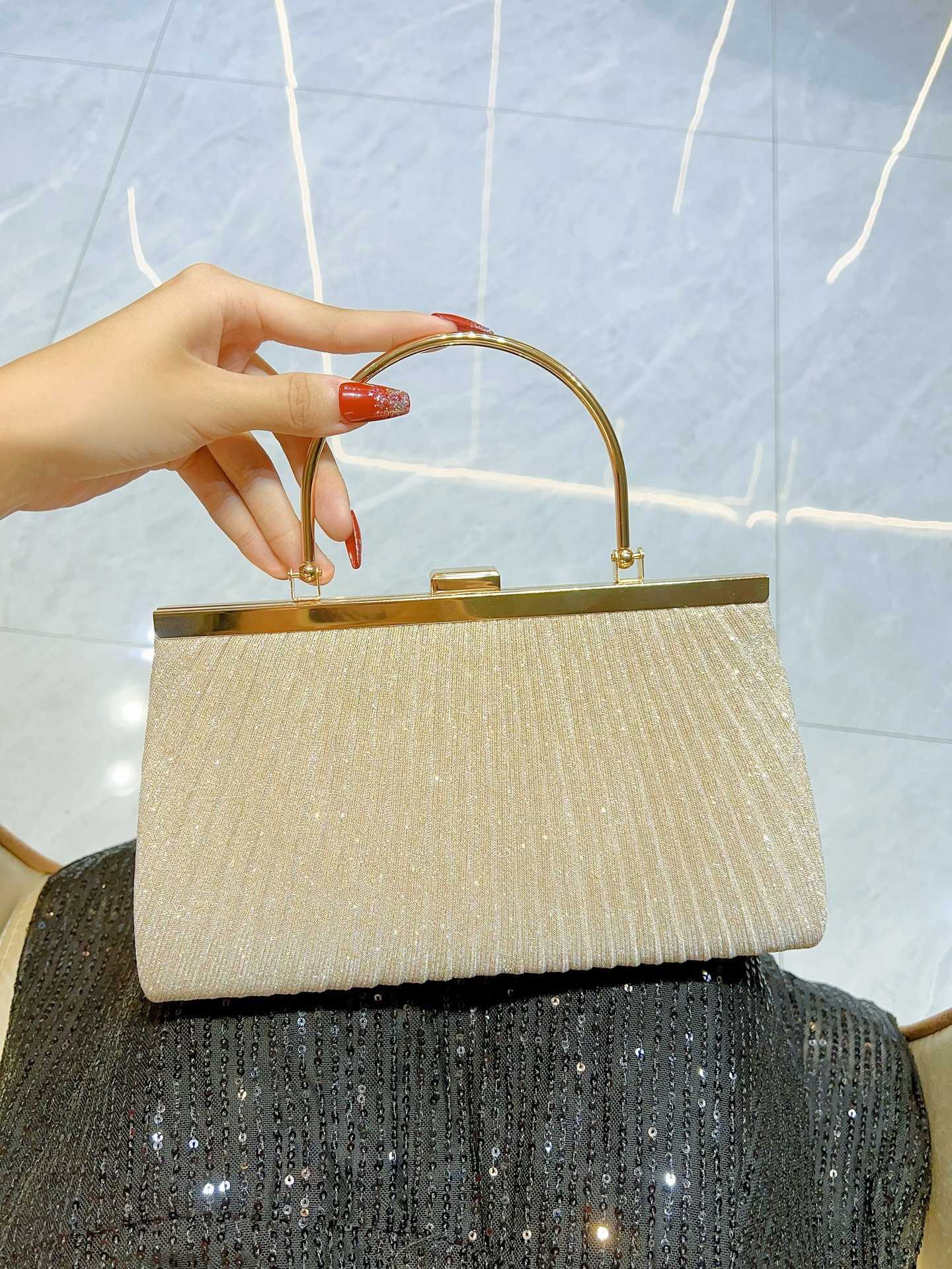 minimalist and fashionable pleated handbag for team gatherings and banquets rhinestone evening dress bag diagonal cross banquet bag 241122