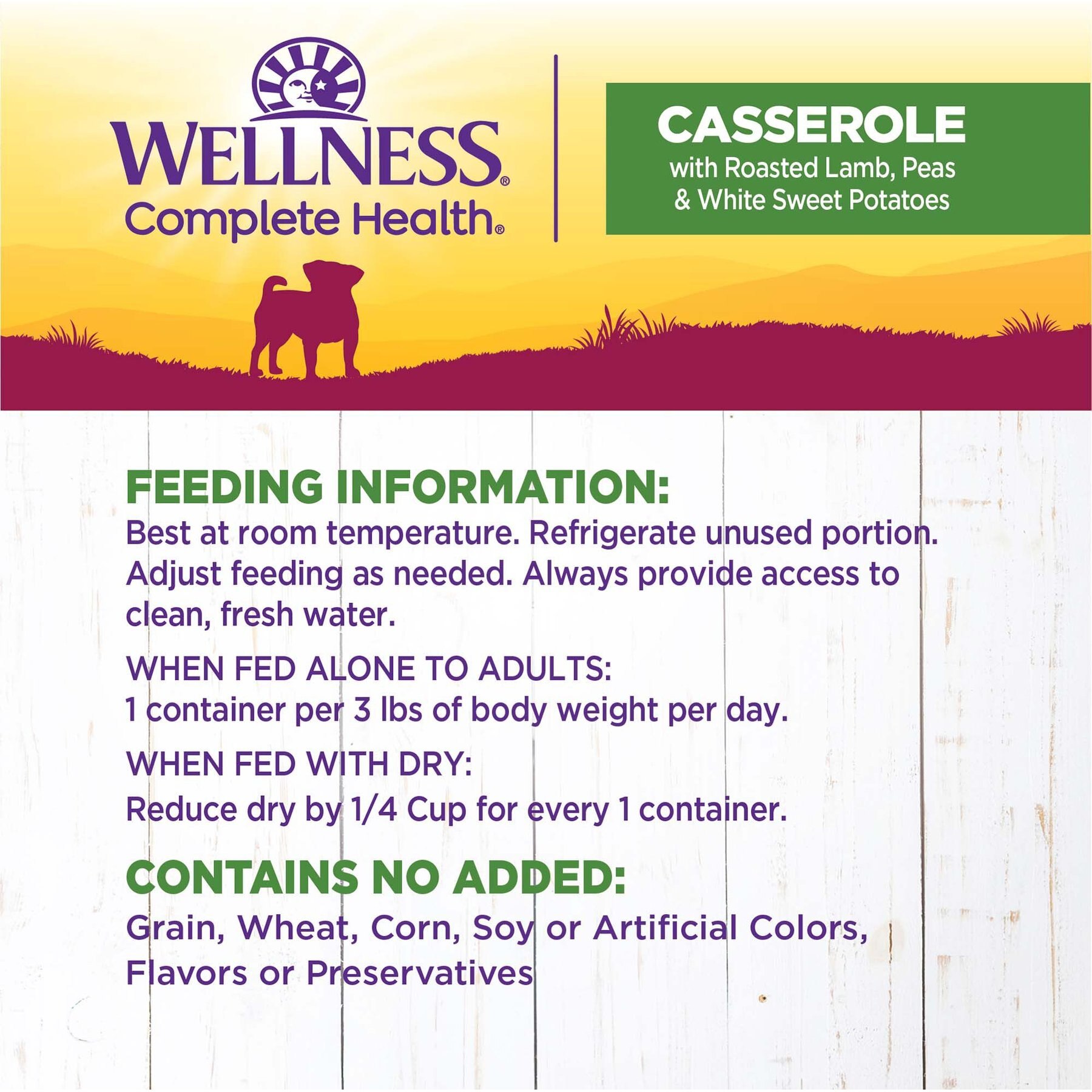 Wellness Petite Entrees Casserole Lamb Small Breed Natural Wet Dog Food, 3-oz cup, 12 count